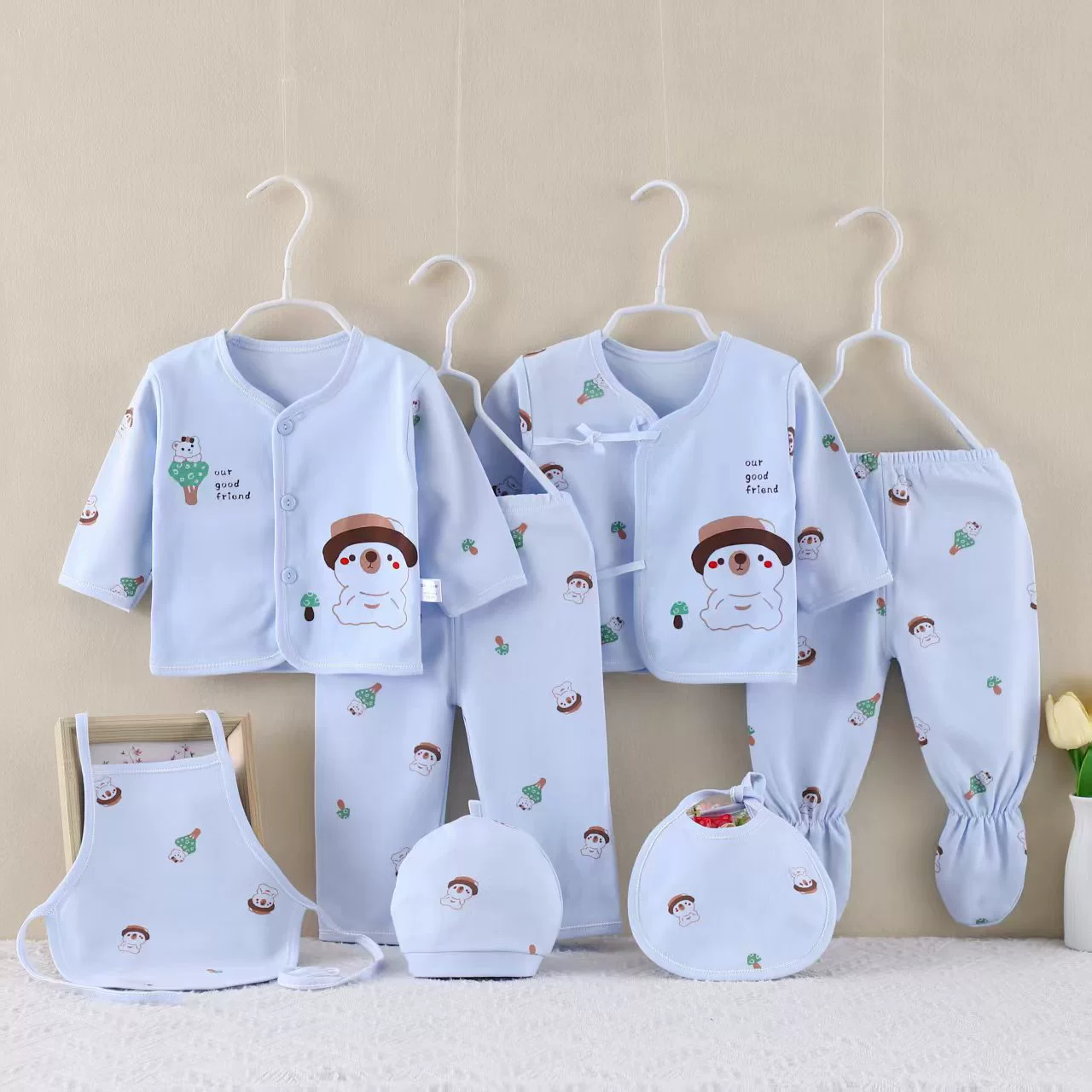 Plastic children's set for new born, sweater, combed cotton