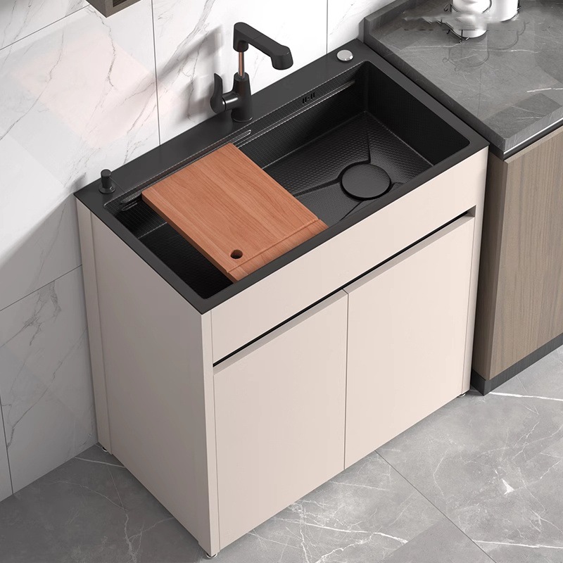 lavavajillas de cocina gabinete integrado tipo suelo de acero inoxidable lavabo de un solo tanque lavavajillas piscina de agua balcón