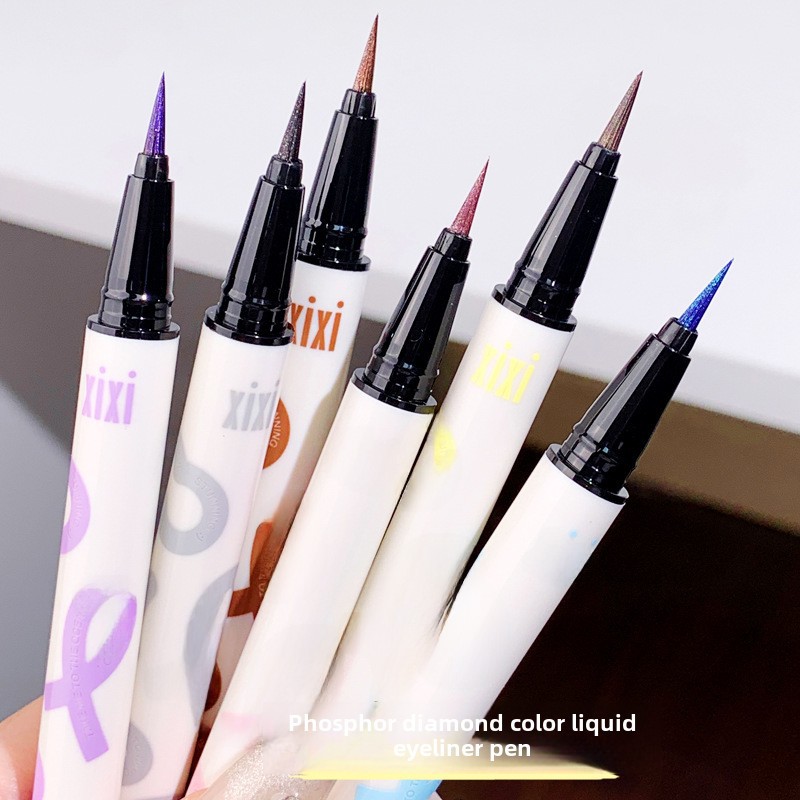 Makeup Xixi Metallic Crushed Diamond Pearlescent Eyeliner, Long-Lasting, Waterproof, Smudge-Proof, Lower Eyeliner Pen, Liquid Eyeliner Pen