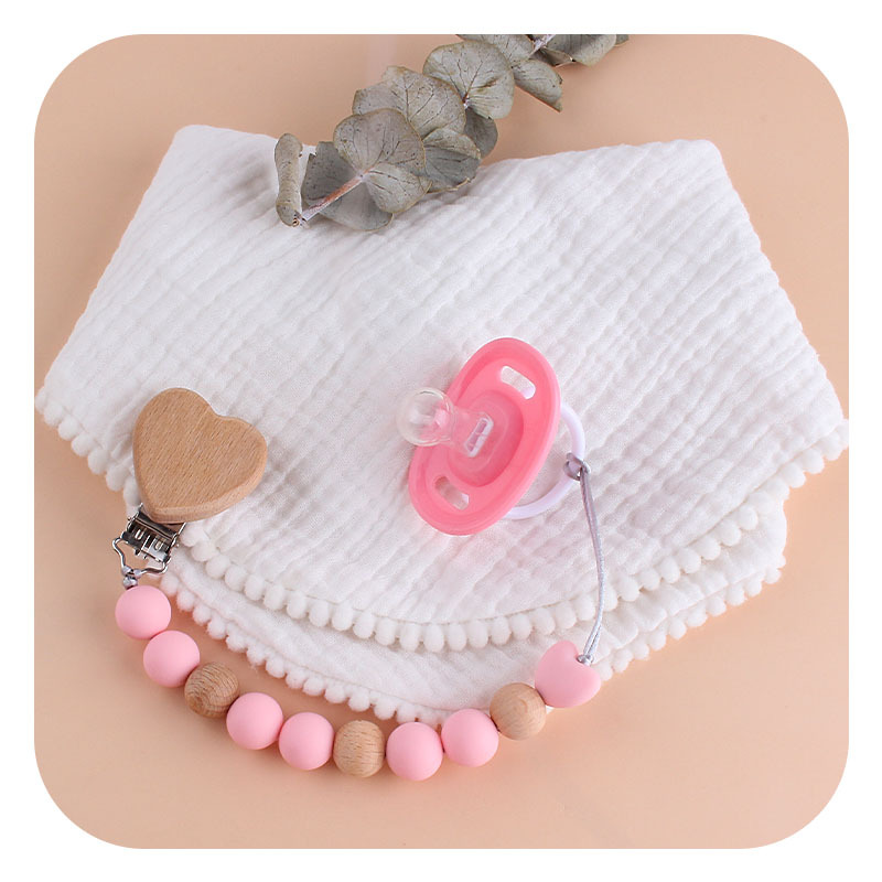 Nueva historieta haya amor chupete clip bebé creativo bebé DIY chupete cadena amor silicona chupete cadena anti-gota