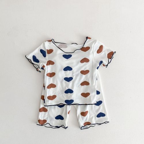Modal infant pajamas, summer thin short-sleeved home clothes, girls' nine-point pants, baby air-conditioned clothes set