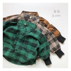 Korean children's clothing for boys and girls plaid long-sleeved shirts spring and autumn new children's lapel shirt cardigan cotton retro trendy