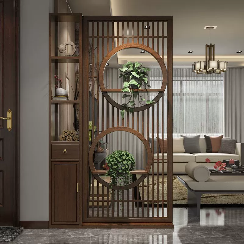 Новый экран в китайском стиле перекрывает гостиную, чтобы заблокировать входной вход