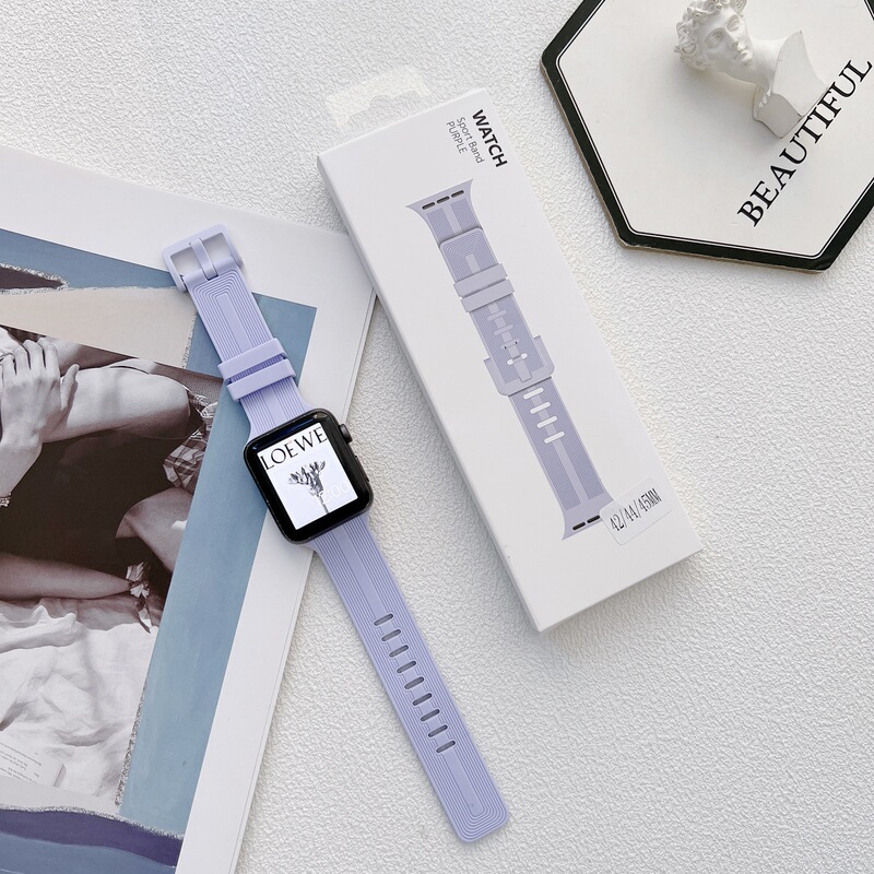 Suitable for Apple Watch Band iWatch76se54321 Generation Vertical Stripe Colorful Silicone Waterproof Breathable Strap Suitable for Apple Watch Band iWatch76se54321 Generation Vertical Stripe Colorful Silicone Waterproof Breathable Strap