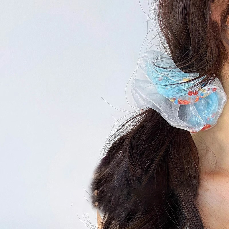 ブルーの小さな金魚ヘアバンド、女性用大腸ヘアバンド、2025年新作多用途ボールヘッドバンド、ゴムバンドヘッドバンド|undefined