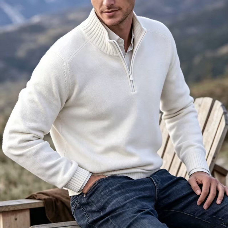 Cross-Border Autumn and Winter New European and American Style Multi-Color Popular Men's Sweater with Stand Collar, Base Layer Knitwear, Men's Warm Sweater Cross-Border Autumn and Winter New European and American Style Multi-Color Popular Men's Sweater with Stand Collar, Base Layer Knitwear, Men's Warm Sweater