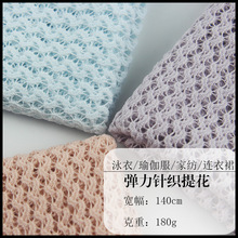 涤纶弹力皱皱布布料批发镂空针织提花面料网布时尚女装上衣