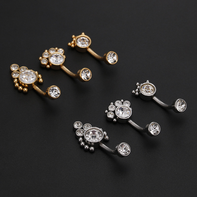 Simple Style Round Stainless Steel Inlay Zircon Belly Ring 1 Piece