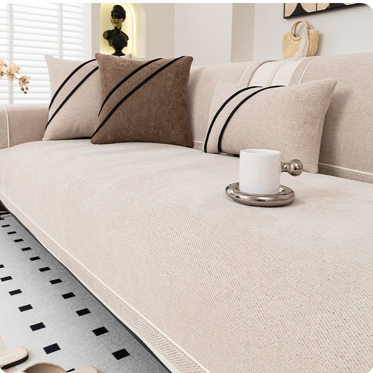 2025 nuevo cojín de sofá de lujo ligero de alta calidad, cojín antideslizante de Schneider, cuatro estaciones de sofá recto universal