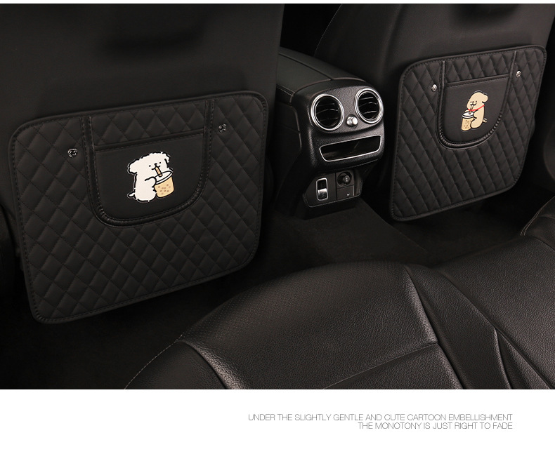 Simple cartoon car seat back anti-kick cushion car seat back anti-pollution cushion belt storage belt back pocket suspension type