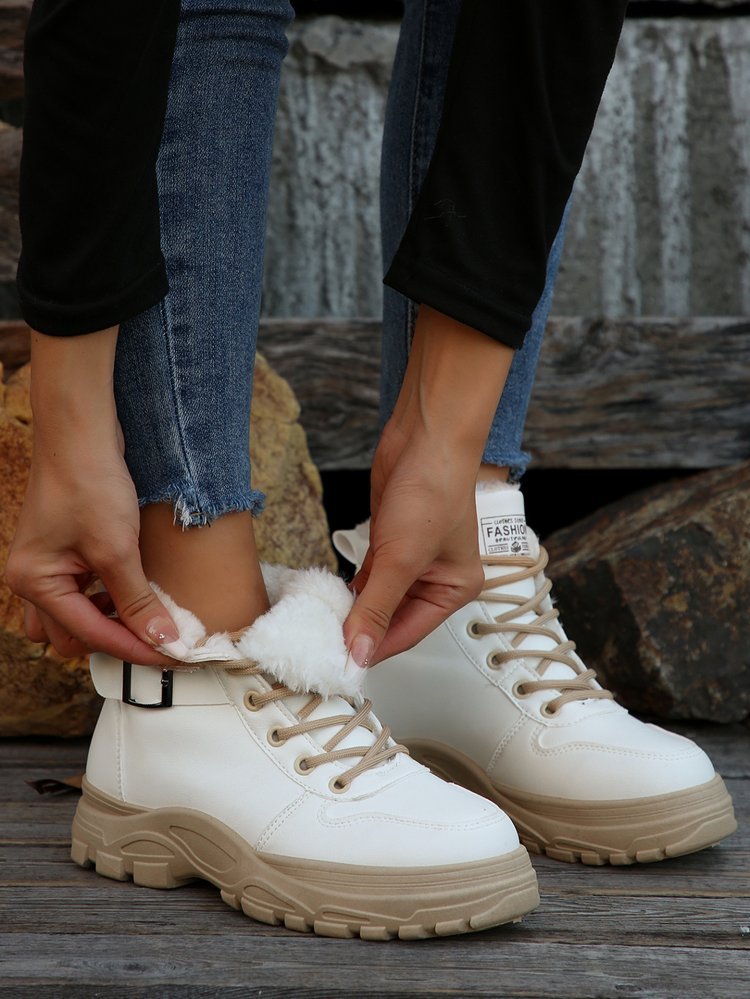 Scarponi da montagna grandi da donna nuovi autunnali e invernali più stivali da neve in velluto e spessi scarpe di cotone da donna_voghion.com