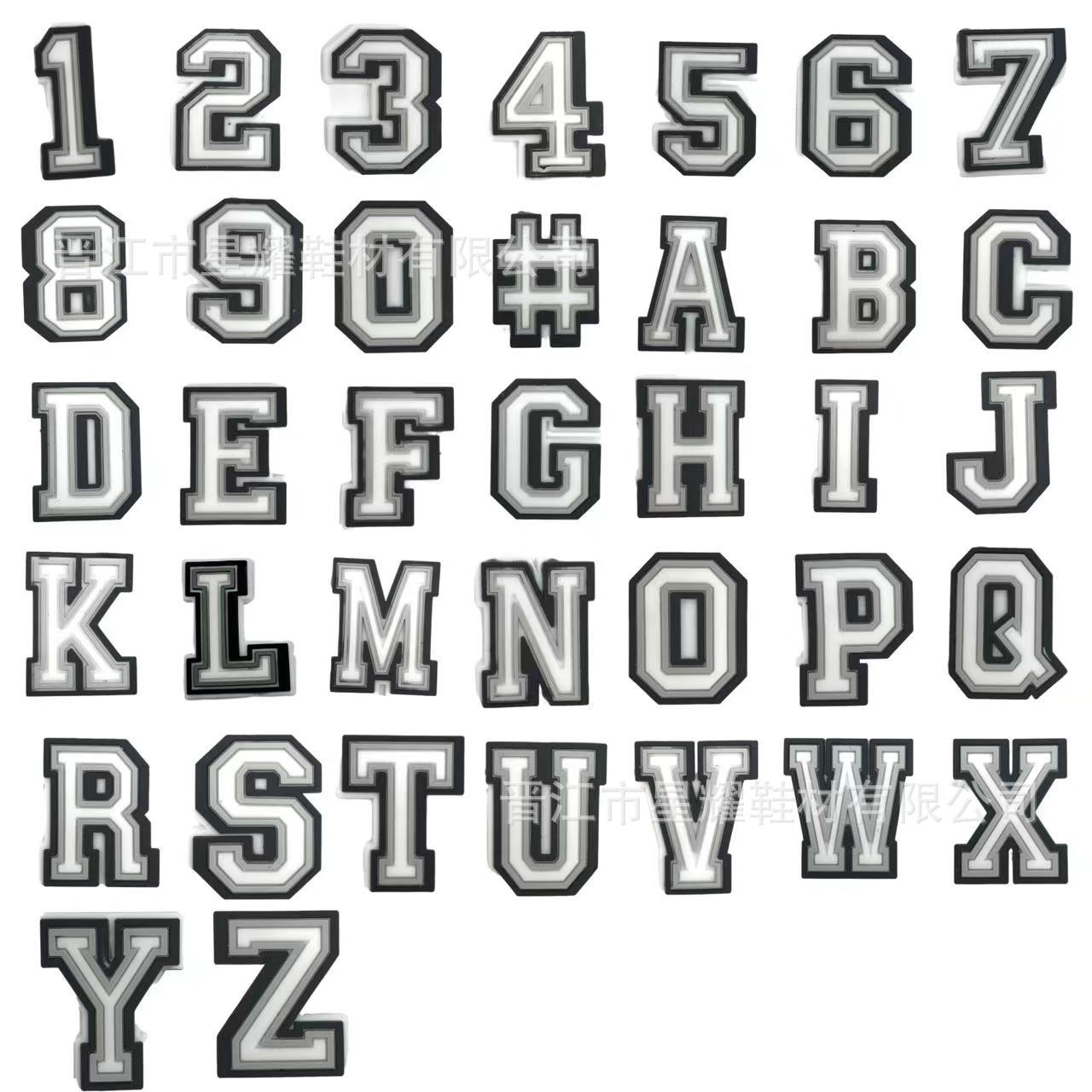 En stock agujero zapatos accesorios PVC plástico gota zapato flor zapato hebilla zapato decoración carta número 37 correa de muñeca hebilla decorativa flor