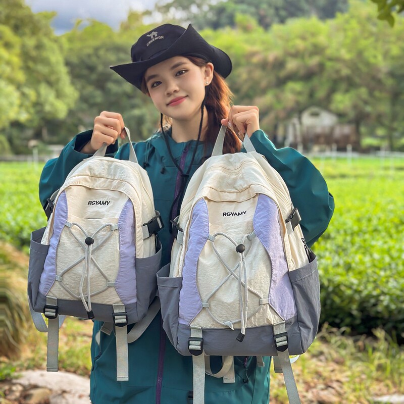 Outdoor Leisure Contrasting Color Backpack 2025 New Korean Style Large Capacity Lightweight Travel Mountaineering Backpack Sports School Bag