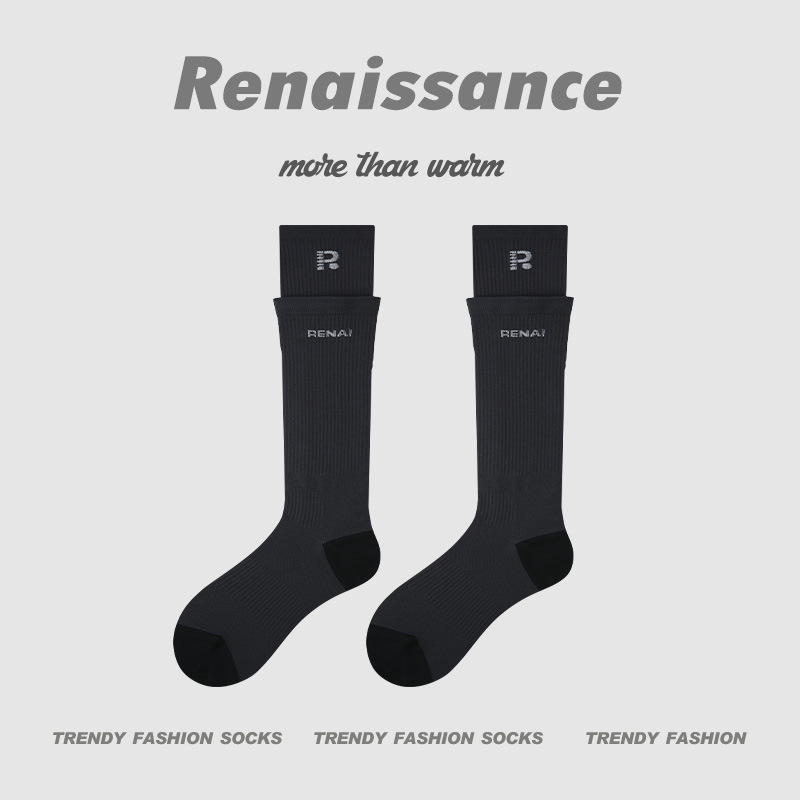 Renaissance运动袜子女长筒袜跳绳网球压缩中筒袜瑜伽瘦腿小腿袜|undefined