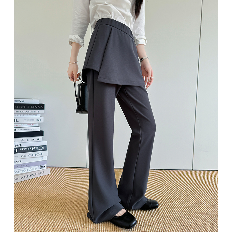 Fake Two-Piece Spliced ​​Butt Curtain Micro-Flared Pants for Women Spring & Fall New Slim Wide-Leg Pants Sweatpants Casual American Sports Pants