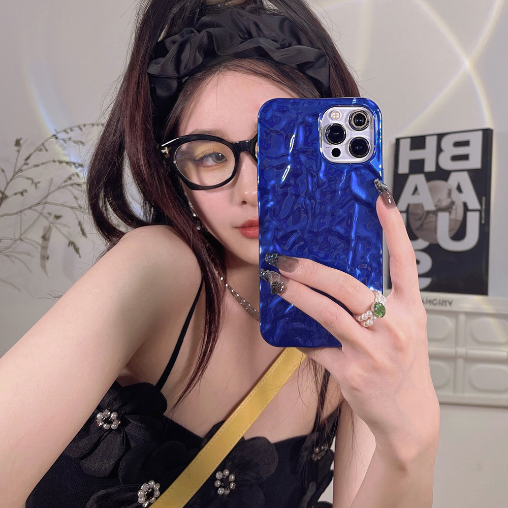 Suitable for iphone13promax mobile phone case Apple 12 new blue tin foil Apple XR electroplating 11 soft shell_voghion.com