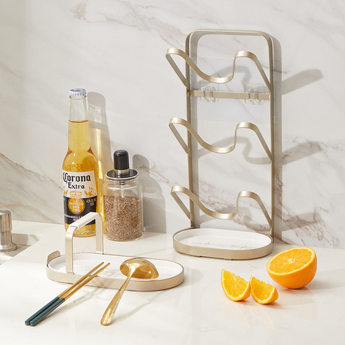 Self-designed light luxury multi-functional spatula and lid rack kitchen wall-mounted punch-free storage rack