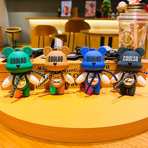Genuine creative cartoon strap bear doll pendant car keychain school bag pendant couple exquisite small gifts wholesale