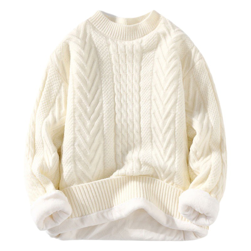 包郵便高品質セーター男性秋冬新型ベルベット保温ニット青年シンプル2023