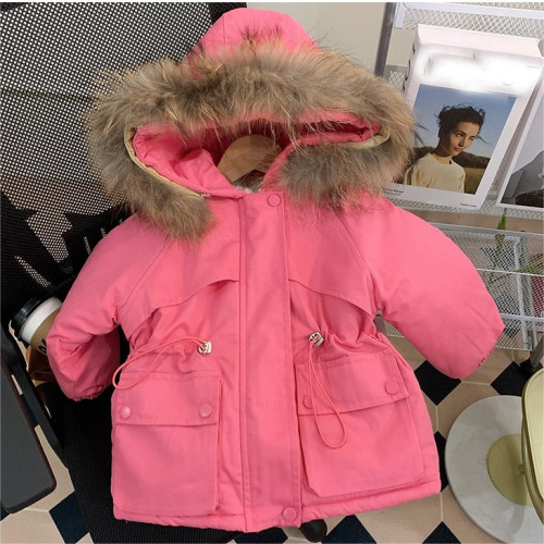 Women's Fleece Padded Cotton Coat Winter Outfit Trendy Baby Girl Thick Parka 2024 New Children's Cotton Jacket
