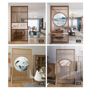 New Chinese style door and window decoration wood carving craft antique screen solid wood lattice carved plate hollow door album Display