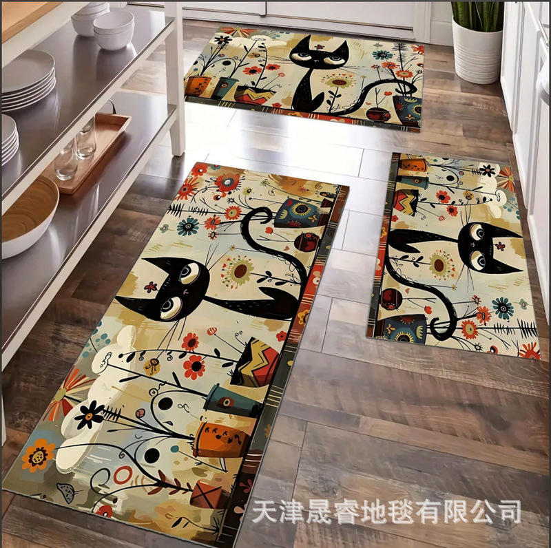 Nordic Kitchen Set Floor Mat American Country Style Oil-Absorbing, Water-Absorbing and Stain-Resistant Restaurant Kitchen Corridor Strip Carpet
