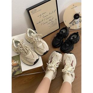 Jinmi 2023 autumn and winter New retro clunky shoes for women ins Korean style versatile platform for students sneaker women