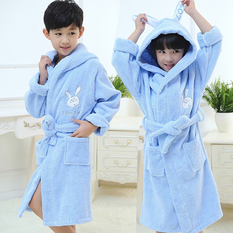 Star hotel soft comfortable rabbit Spring and summer currency pure cotton Cede children Bathrobe