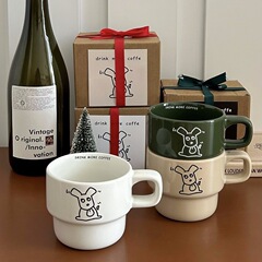 かわいい大衆漫画子犬マグカップ高颜値コーヒーカップ牛乳陶磁器カップカップルカップギフトボックスカップ