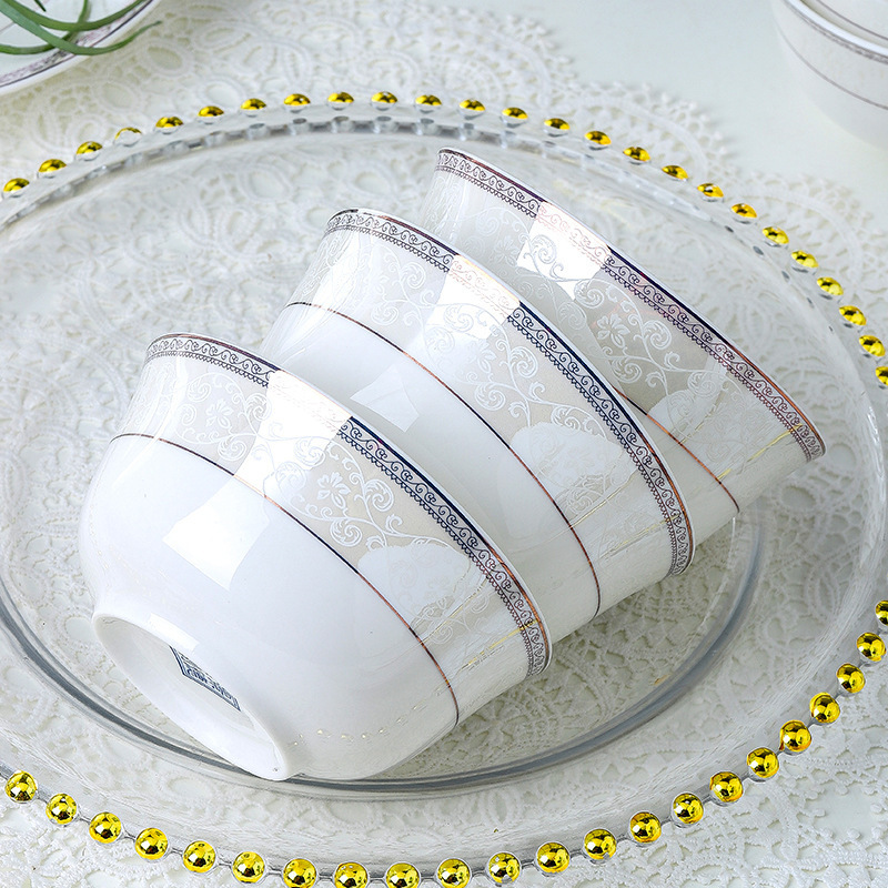 Ceramic Dishes Jingdezhen Rice Bowl Household Tableware 4.5 Inch Rice Bowl 6 Soup Bowl Western Food Plate Nordic Fashion Small Capital