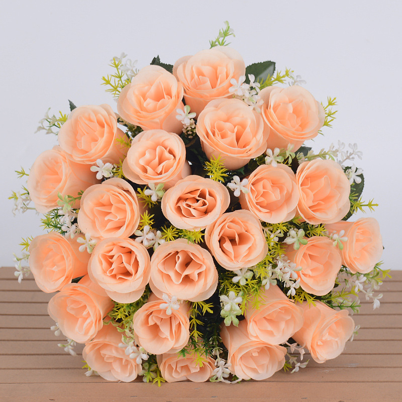 Ramos de rosas artificiales de seda (flores secas), para decoración de bodas (sendero), hogar, mesas o centros de mesa.