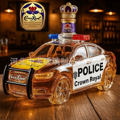 Police car-shaped glass wine bottle independent stand hot-selling product whisky bottle barware factory direct delivery