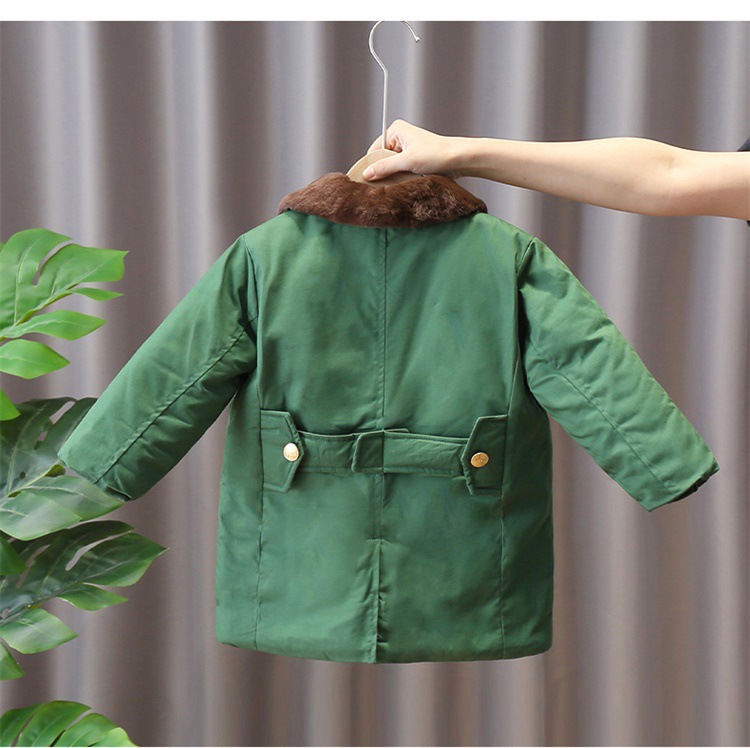 Kinderkleidung Kinder Militärmantel mit Baumwolle und dicker warmer mittlerer und langer Winterkleidung Retromantel Netz Promi-Baumwollmantel mit Samt_voghion.com