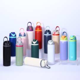 水果色保温杯亚马逊水果杯双饮运动水壶304不锈钢保温水杯owala