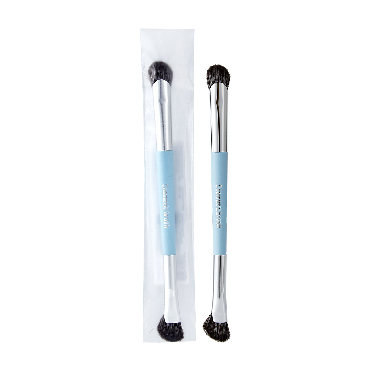 GECOMO cepillo de doble cabeza cepillo de sombra de ojos detalle de tinte de brillo alto cepillo de maquillaje de fibra suave herramienta de maquillaje