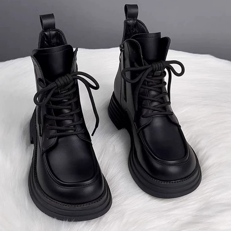 Martens, теплые универсальные флисовые демисезонные полусапоги на платформе, обувь
