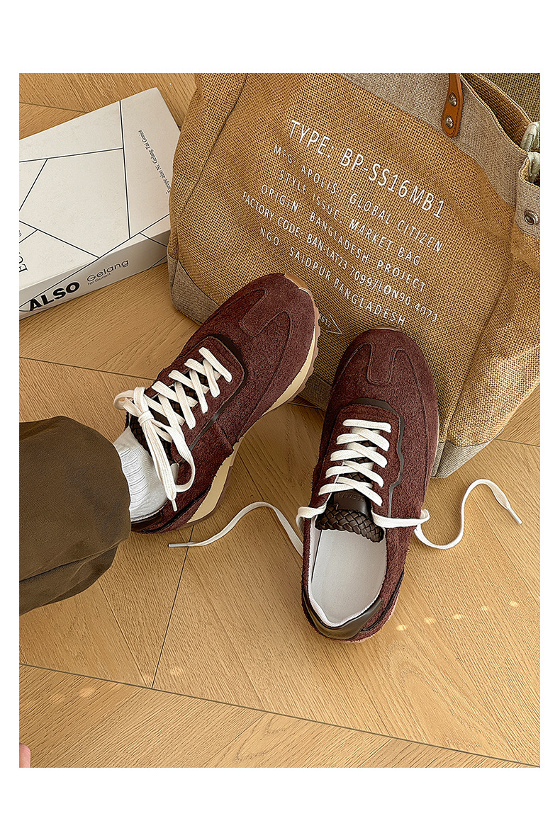 3699 Retro Jogging Shoes For Men And Women Couples Hand Woven Sports Shoes Thick Soled Height Enhancing Pointed Toe German Training Shoes_voghion.com