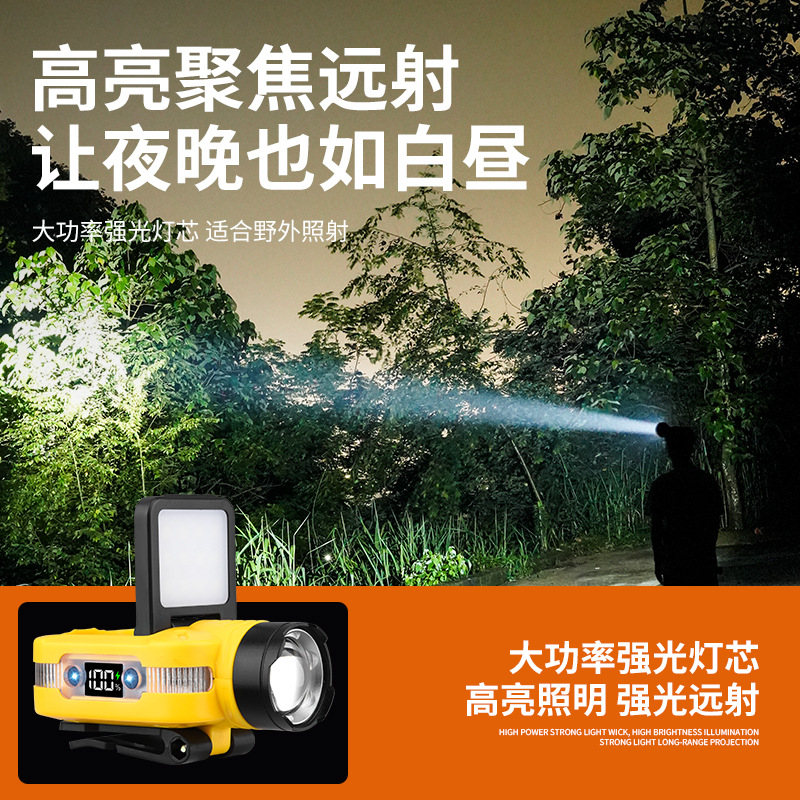 Luz transfronteriza de luz fuerte inducción ajustable de cinco velocidades lámpara de clip de sombrero desmontable luz de alta potencia luz de luz remota al aire libre