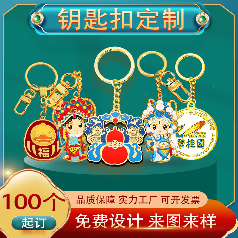 Customized Metal Keychains DIY Gift Ornaments Alloy Cartoon Keychains Custom-Made Three-Dimensional Pendants with Engraved Logo
