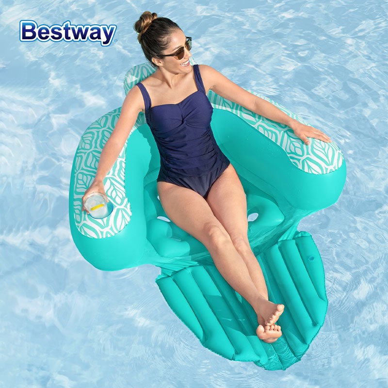 Cama flotante inflable de agua grande piscina para adultos silla de relajación cojín flotante con respaldo y portavasas