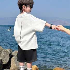 26棉儿童短袖夏季新款男童韩版宽松T恤中大童男孩数字上衣户外
