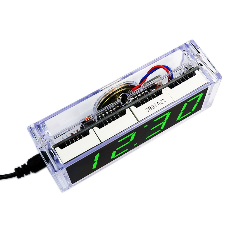 Digital voice clock set 4 -bit 1 -inch digital tube alarm bulk electronic DIY welding training transparent shell