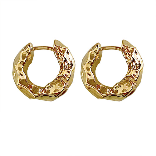 Minimalist cold wind circle irregular metal earrings Korean style high-end round earrings European and American temperament earrings jewelry