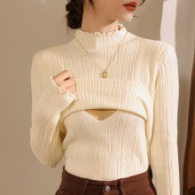 哺乳打底衫毛衣秋冬装保暖内搭半高领上衣月子服喂奶衣外出辣妈款