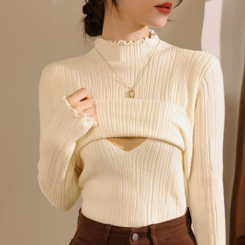 Грудное вскармливание снизу свитер осень и зима одежда теплая с полу-высоким воротником Луна одежда из