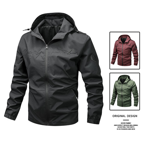 Spring and Autumn New Men's Jacket Overcoat Hooded Loose Casual Embroidered Baseball Top Trendy Top Foreign Trade Cross-border Wholesale