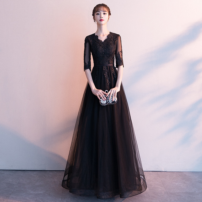 Vestido de noche para mujer, verano 2026, nuevo vestido largo elegante para banquetes, vestido de fiesta anual negro adelgazante para eventos sociales. image 6