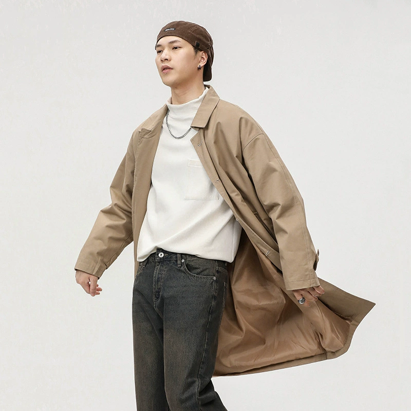 Классическая простая свободная ветровка, Мужская свободная однобортная куртка средней длины, весна и осень в Корейском стиле, 23, весна и осень