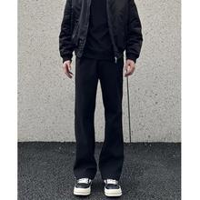 跨境秋冬季直筒弯刀微喇男卫裤休闲风