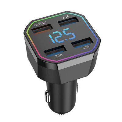 New Model Pd+Qc3.0+2.4A Cross-Border Four-Port Car Charger with Seven Colors 4Usb Car Charger Factory Direct Sale (Mobil şarj cihazları) - black-c184-four-port-qc30-31aopp-bag